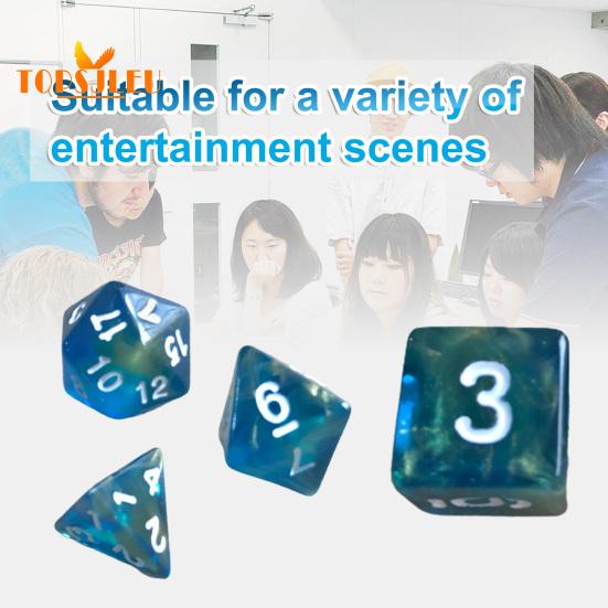 

Transparent Blue Multifaceted Acrylic Digital Dice - 7Pcs Set, DND Board Game, Perfect for Party Nights