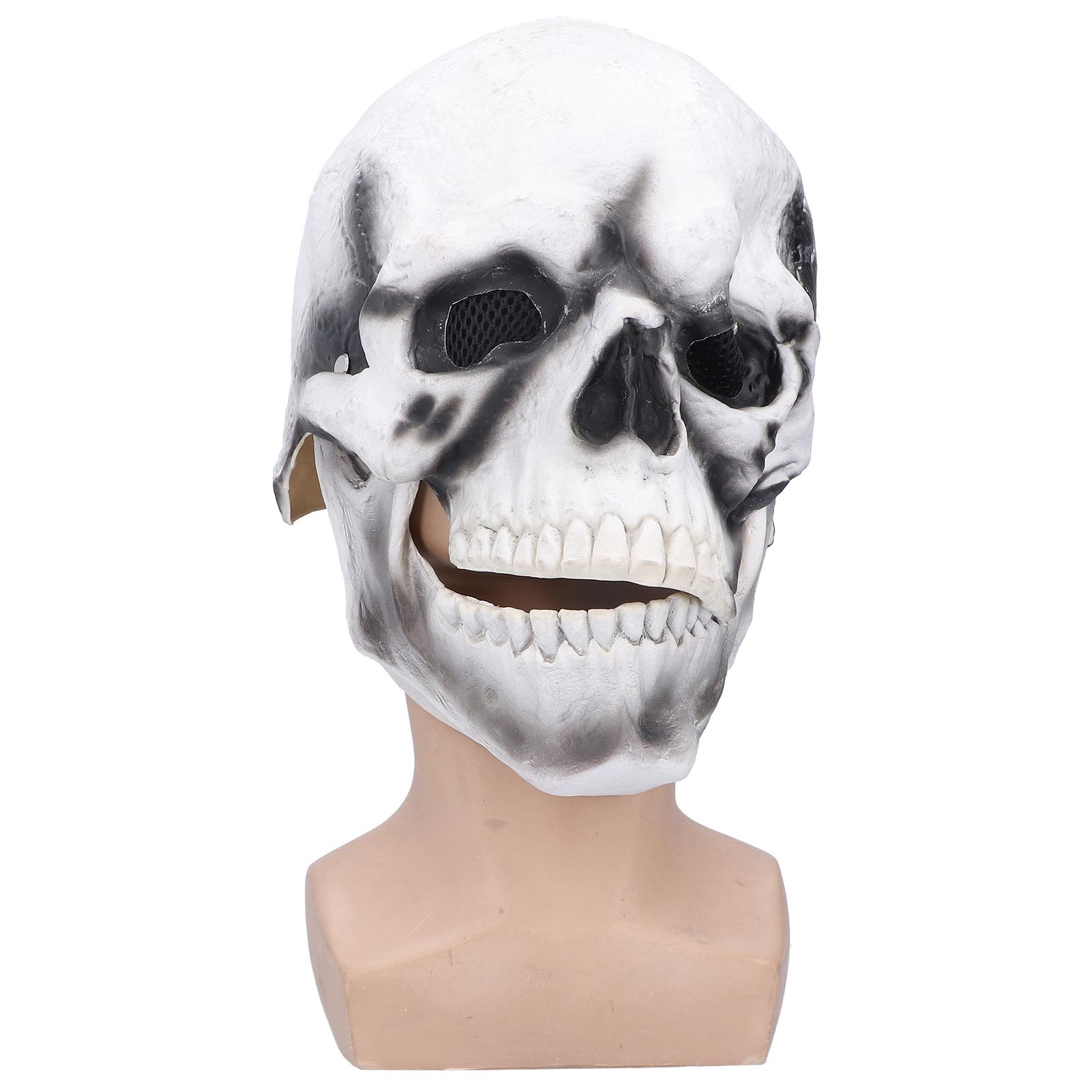 

Halloween Scary Skull Mask Adult Full Head Latex Skull Helmet Glowing Eyes with Moving Chin