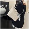 2026 New Straw Bag with Silk Scarf Single Shoulder Handbag Large Capacity Simple Tote Bag for Women Trendy Vacation Beach Bag