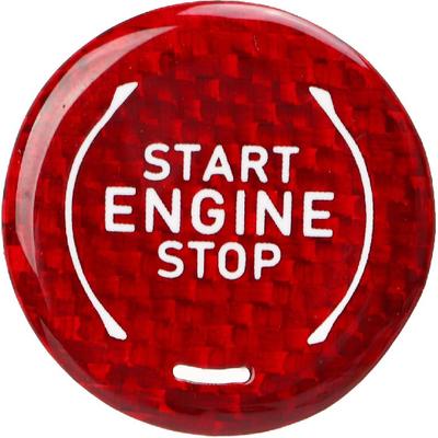 Capa para Botão de Partida/Parada do Motor do Carro Aramox Fibra de Carbono Adesivo para Botão de Ignição Push Start Compatível com C8 2020 até o Presente (Vermelho)