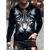 Tricou cu mânecă lungă cu pisică drăguță imprimată 3D de primăvară și toamnă pentru bărbați Îmbrăcăminte casual Top cu model animal Tricou pentru copii Streetwear