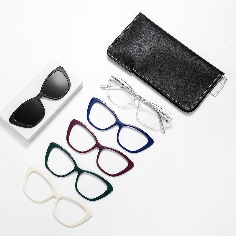 Stylish Cat-Eye Myopia Glasses Frame with TR Material and Anti-UV Lens for Male Students TR Frame - 5 Pieces Set