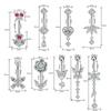 1Pcs  Stainless Steel Zircon Belly Button Ring Butterfly Flower Belly Button Stud Micro-Set Round Belly Button Piercing