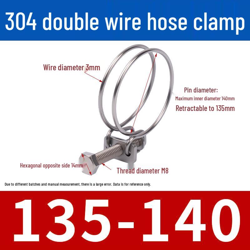 Doppeldraht-Schlauchschelle aus Edelstahl für Feuer-, Wasser-, Gasleitungen - Verdickt