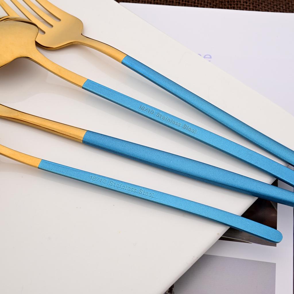 24Pcs Tableware Sets 18/10 Stainless Steel Cutlery Set Knife Fork Spoon Dinnerware Set Home Silverware Western Flatware Set