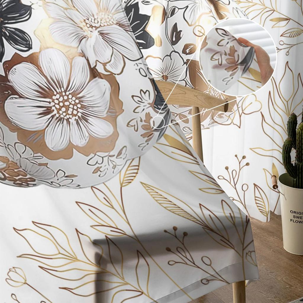 Thanksgiving Pumpa Höstskörd Sovrum Transparent skira Gardiner Semesterdekoration Fönster Voile Tyll Gardin