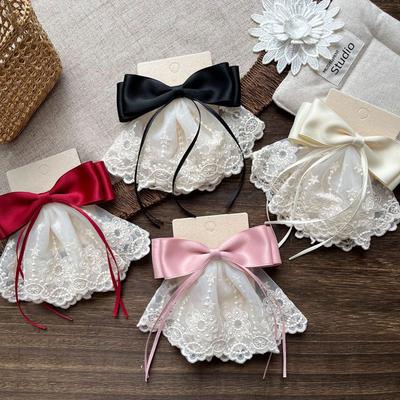 Sweet Bow Hair Clips for Girls White Floral Lace Decorative Barrette New Product Hair Accessories