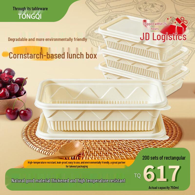 Degradable Corn Starch Rectangular Takeaway Boxes