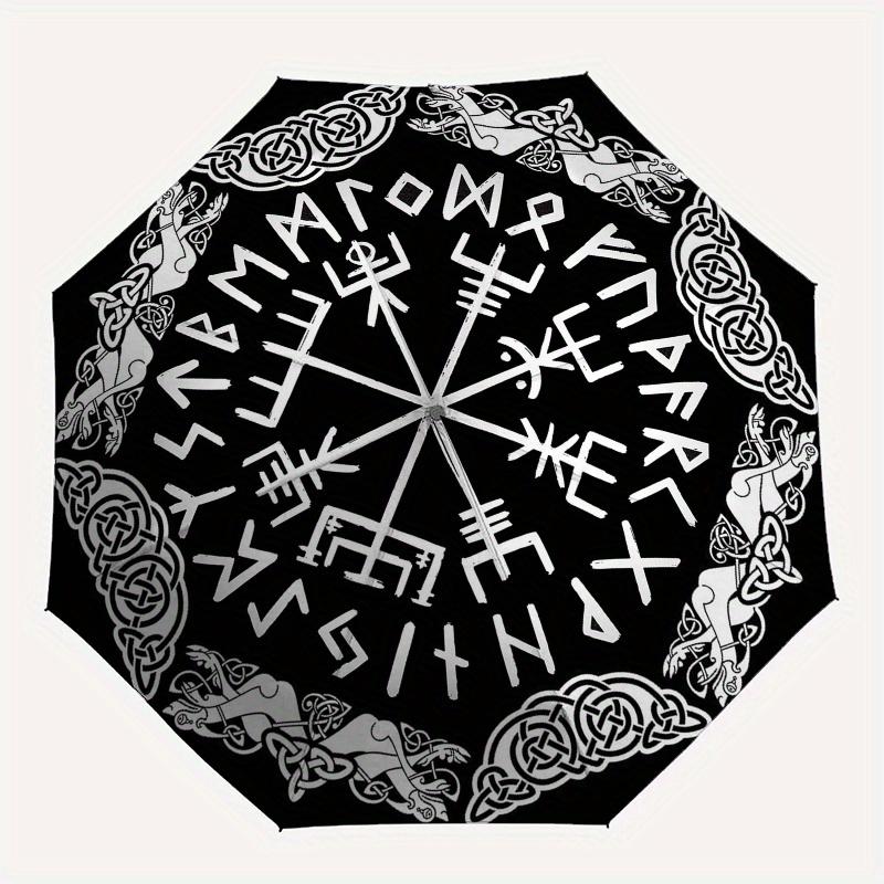 Vegvisir Viking Compass Norse Symbol Decal Waterproof  Umbrella, Portable 3-Fold Umbrella for Men & Women,Christmas Gift ES167