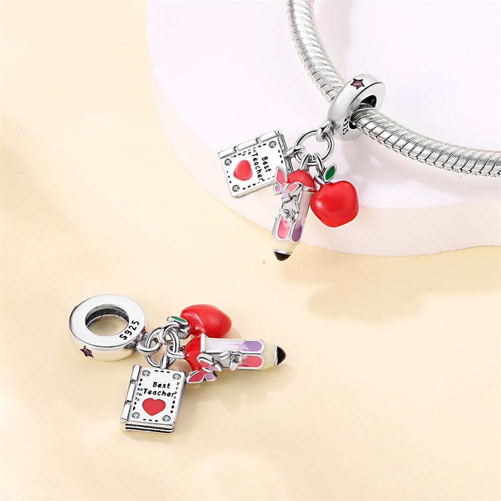 Charms Copper Seaside Series Red Wine Rose Dress Slippers Fashion Woman Pendant Bead Fit Original Bracelets Diy Jewelry Gift