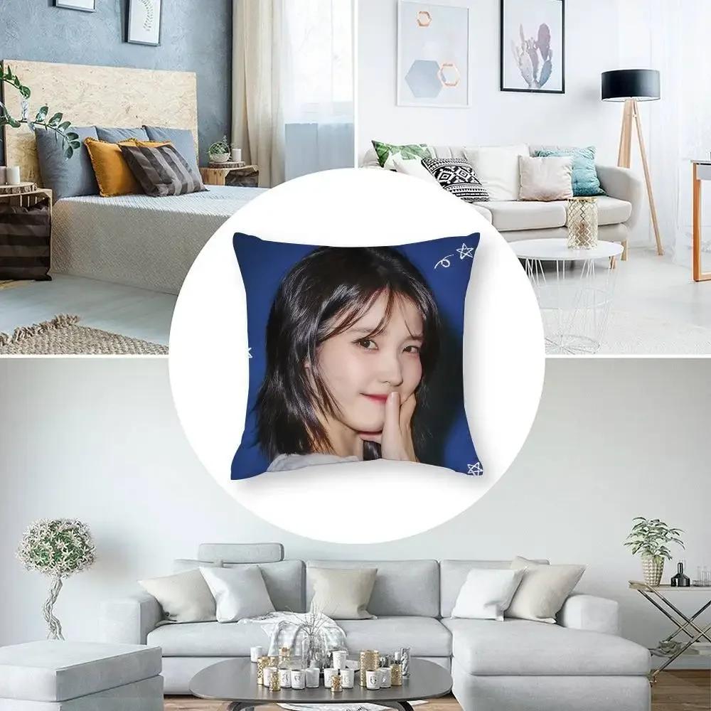 Kpop I-IU Cute Pillow Case Short plush Double-sided Print Square Throw Pillow Covers Sofa Home Cushion Decor
