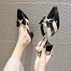 Fashion Shoes for Women with Heel Slides Leather Woman Mules Slippers Bow Top Sandals Designs Designer Luxury Chic and Elegant New Style