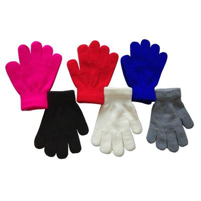 Kinder Dick Gestrickte Warme Handschuhe, Alter 5-10, Einfarbig, Acryl mit Samtfutter