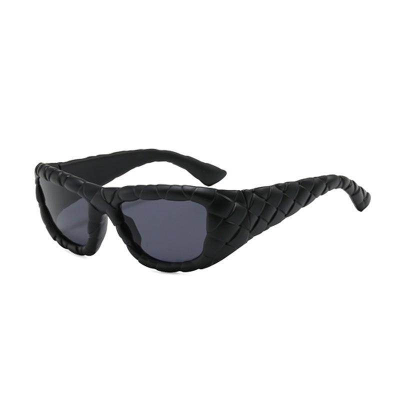 

Trendy Oversized Shape Sunglasses With Woven Pattern Design For Casual Outdoor Activities Style 1