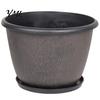 Retro Embossed Plant Pots 12 Inch Thickened Flower for Outdoor Indoor, Plastic Leaf-Pattern Texture Decorative Courtyard Planter with Drainage Hole &