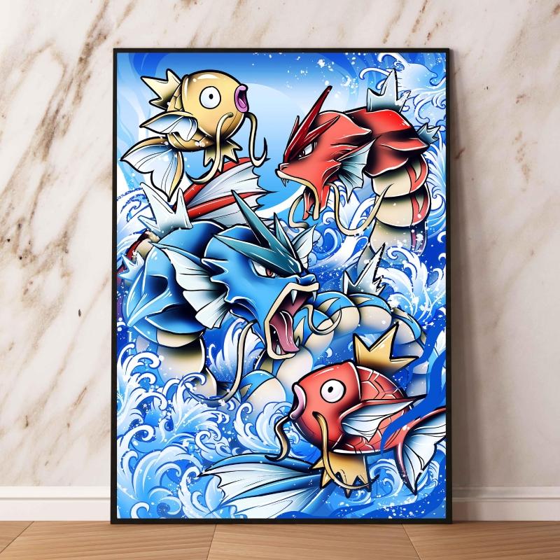 Print on Canvas Pokemon Eeveelution Family Hd Printing Oil Painting with Exquisite Details Home Children's Bedroom Decoration