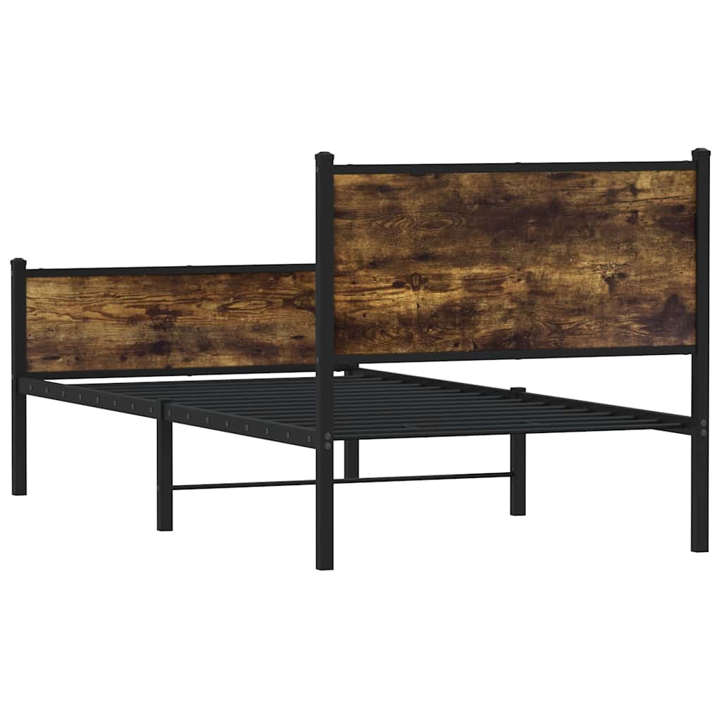 Vidaxl Metal Bed Frame, Without Mattress, Smoked Oak, 75X190 Cm