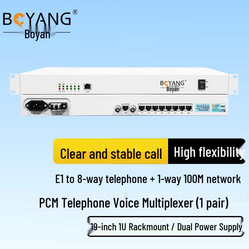 BOYANG PCM Multiplexer E1 to 8-Tel & 1-Net Converter