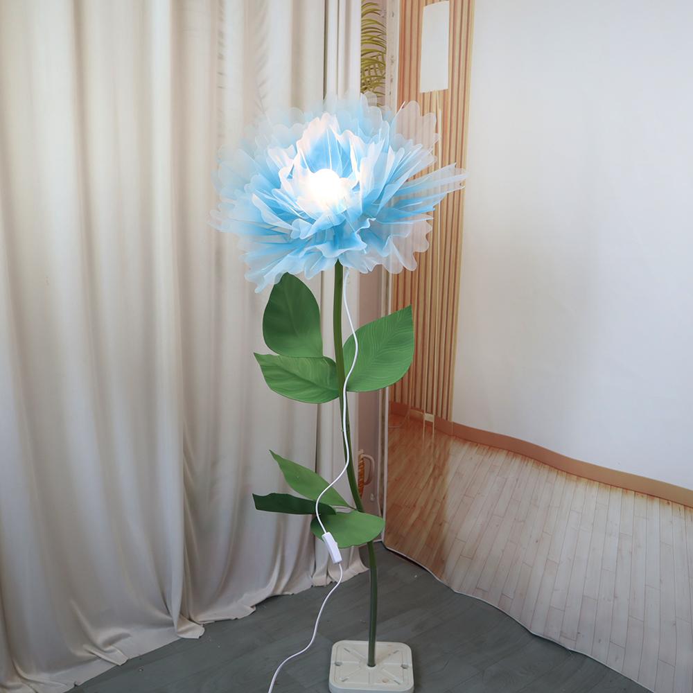 Man-made Large Yarn Flower Set with Lamp Living Room Floor Placement Garden Decoration Outdoor High Quality Artificial Flowers