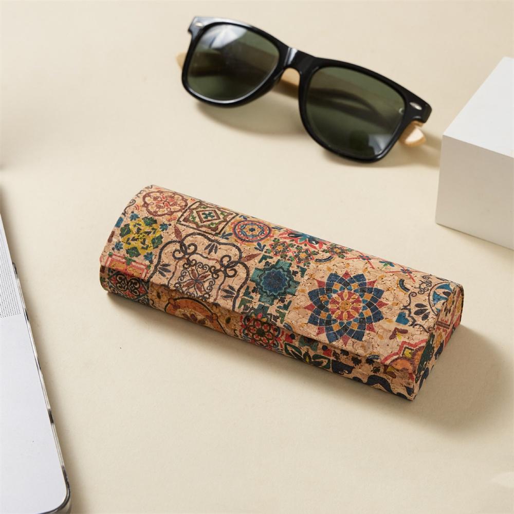 Cork Eyeglasses Case Printed Flower Design Glasses Holder Owl Printed Eyewear Box Portable Retro Glasses Box For Travel Men