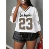 Printed V-neck short sleeved T-shirt, summer pattern T-shirt, baseball shirt, plus size sports T-shirt