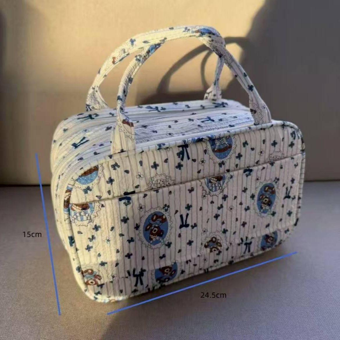 

Blue Bear Portable Makeup & Toiletry Bag - Cute, Large Capacity, 3-Layer Travel Organizer for Women 24*11.5*15 cm (Fits Luggage)