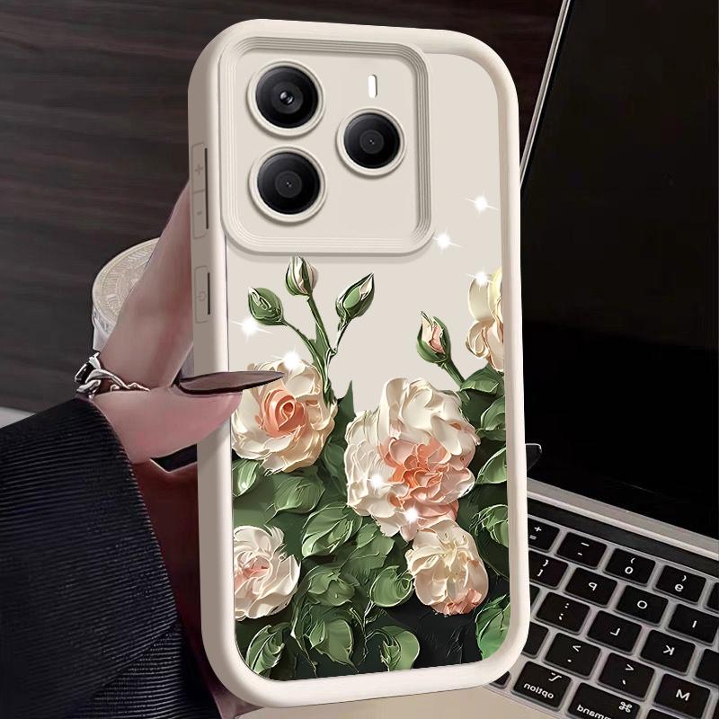 

Чохол для телефону з масляним живописом Квітка троянди для Xiaomi Redmi Note 14 13 12 Pro Note 13 14 Pro Plus 5G 13 13C 4G 11 10 Pro Силіконова накладка Fundas Xiaomi Redmi Note 14 4G бежевий/білий