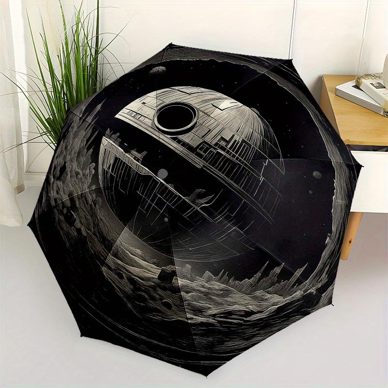 

Galactic Empire: Death Star Over Lunar Landscape Wall ClockUmbrella, Portable 3-Fold Compact Umbrella for Men & Women Gift