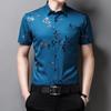 Summer Men's Floral Half Sleeved Shirts Ice Silk No Ironing Men's Fashion Short Sleeved Shirt Lapel Flower Shirt