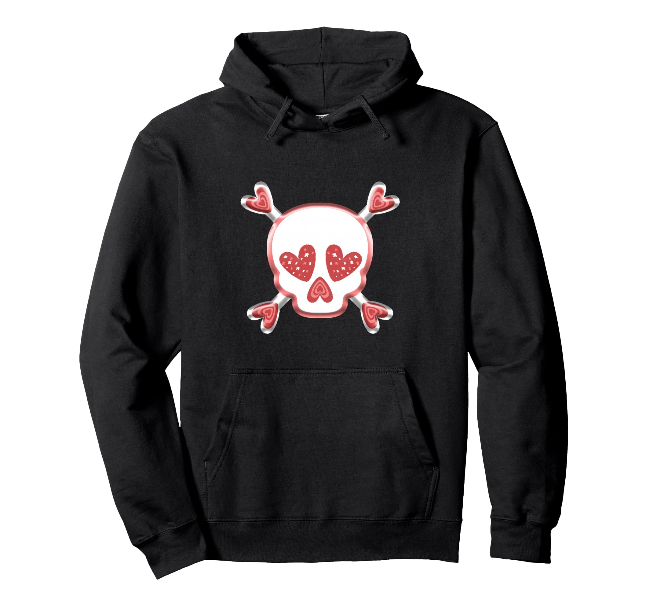 Cute Pink Heart Skull and Crossbones Hoodie