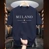 Men's Milan Print Loose Fit Cotton T-shirt - Summer Casual Sports Round Neck Short Sleeve.