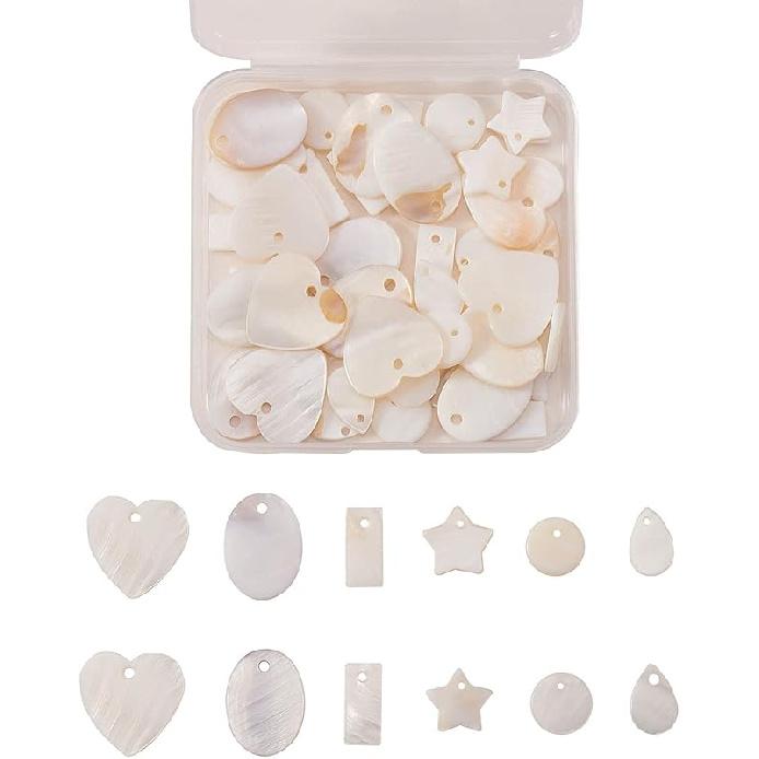 Airssory 100 Pcs Ocean Life Charms Natural Cowrie Shell Charms for Earring Bracelet Necklace Jewelry DIY Craft Making