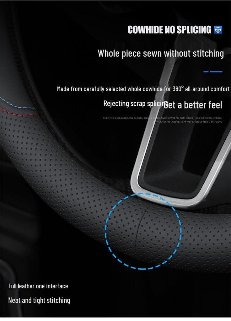 Ultra-Thin Genuine Leather Steering Wheel Cover for Geely Models