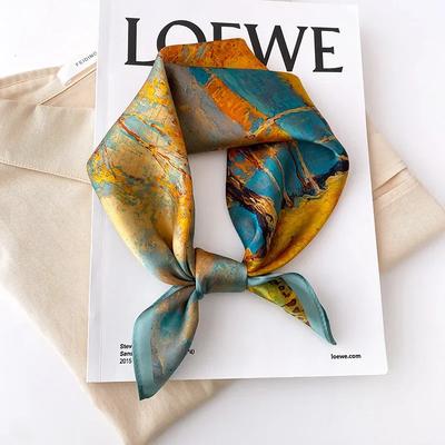 Schal 100% Seide Bandana Damen Quadratische Schals Wickeltuch Kopftuch Maulbeer Frühling Mode Luxus Hohe Qualität Stirnband Hijab Schals