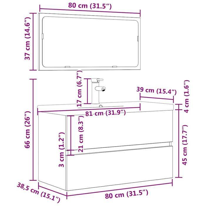 VidaXL Ensemble de meubles de salle de bain 3 pcs gris béton, armoire de salle de bain, armoire de rangement de toilette, 3324918