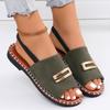 Flat-bottomed Women's Elastic Band Metal-decorated Large-sized Sandals