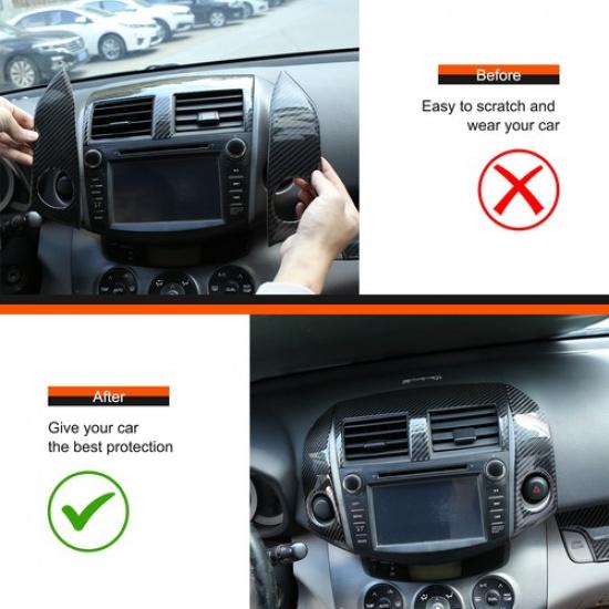 Soft Carbon Fiber Warning Light Switch Trim Sticker For Toyota RAV4 2006-2012