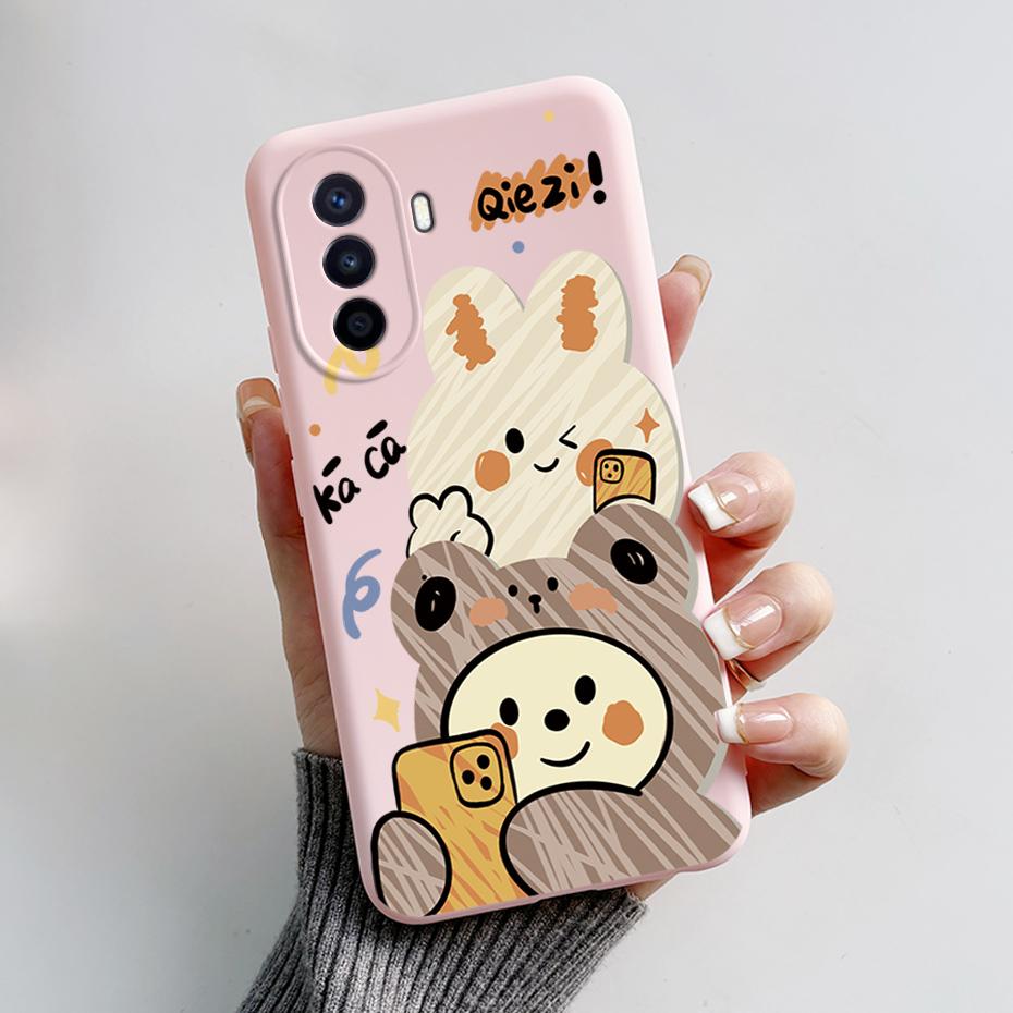 Silikon-Rückseite mit niedlichem Panda-Hasenmotiv für Huawei NOVA Y70 (6,75 Zoll).