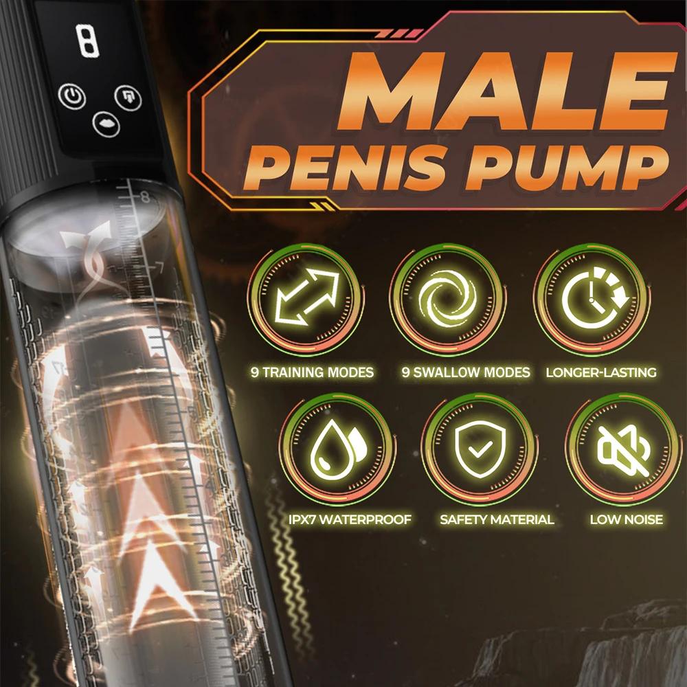 Automatic Male Masturbators Penis Vacuum Sucking Pump 9 Sucking Vibrator Penis Enlargement Enhance Delay Trainer Sex Toy for Men