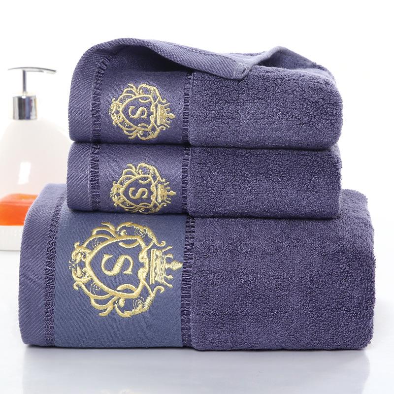Bamboo Fiber Embroidered Crown Large Bath Towel 180x90cm, 800g - Soft, Absorbent, Thickened Bamboo Charcoal Sand. 180*90 серый