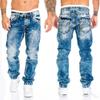 Pantalones Vaqueros de Hombre Hip Hop con Costuras de Contraste - Estilo Nuevo, Europeo y Americano, Pierna Recta Casual