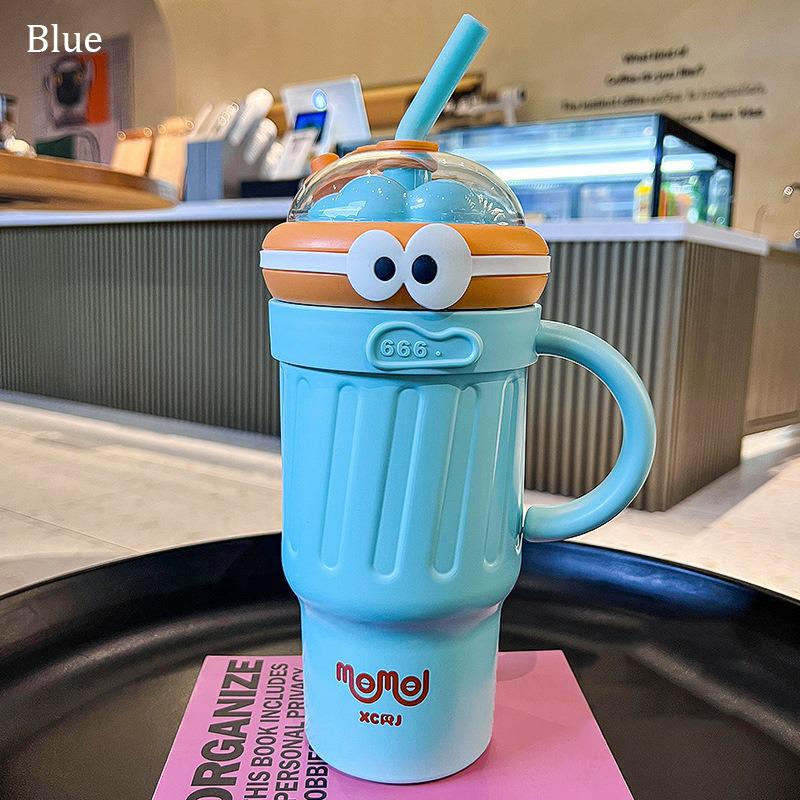 

Термокружка 1000 мл, бутылка для воды из нержавеющей стали с трубочкой, кружка большой емкости с ручкой, кофейная кружка для девочек 901-1000ml