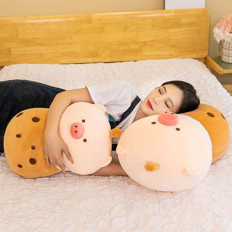New Bubble Tea Pig Plush Toy Soft Cute Dog Doll Girl Gift