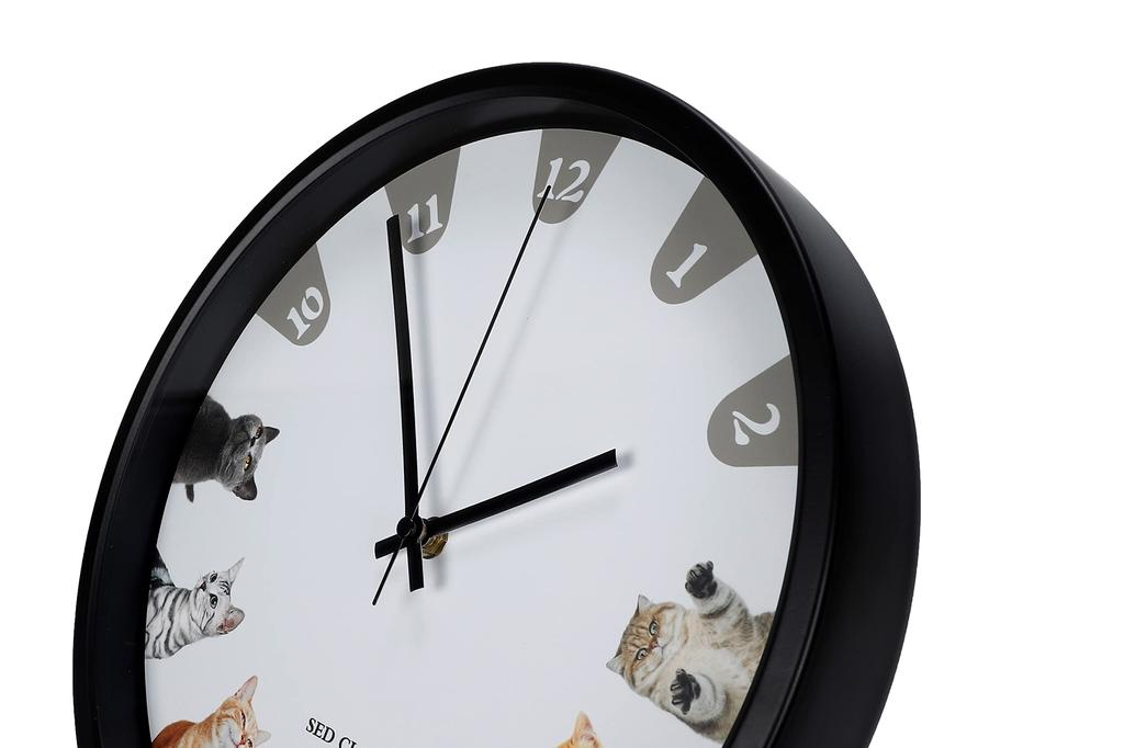 Matakoko315 Wall Stylish and Cute Wall Interior Sweep Continuous Second Easy To Living Stylish Analog Cat Popular Clock, Cat/Kitten Design, Clock,
