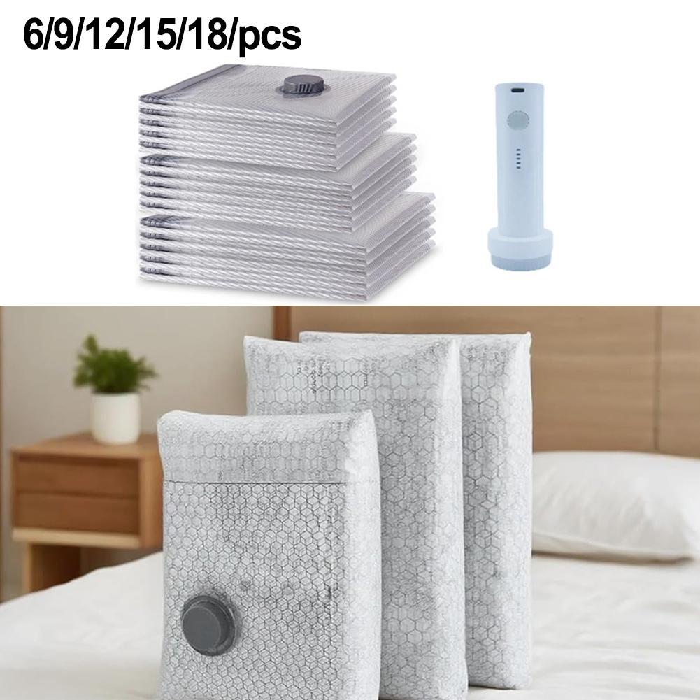 2/3/4/5 sett Trådløs Reisesugerpose Trådløse Reisesugerposer & Oppladbar Luftpumpe Plassbesparende stoff Oppbevaringstilbehør