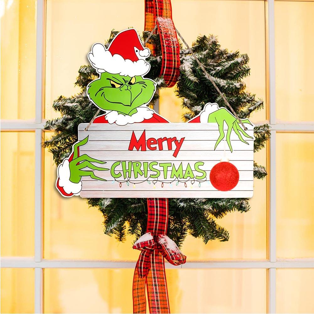 Christmas Door Hanging Signs Decorations for Xmas Themed Party Supplies