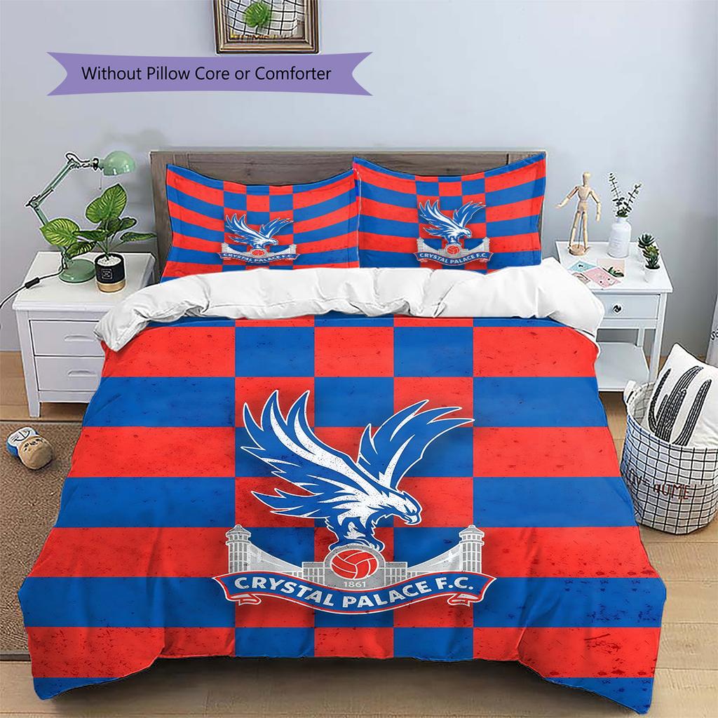 Crystal Palace F.C Pattern Bedding Quilt Set Home Decoration Gift (1 * duvet cover + 2 * pillowcase without core).xwn