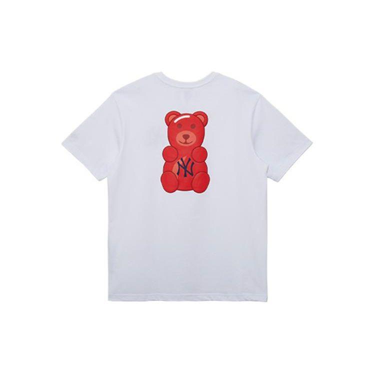 New Era T-shirt Unisex a Maniche Corte Girocollo Ricamata Orso NY New York Yankees MLB SS24 Bianca 14148887