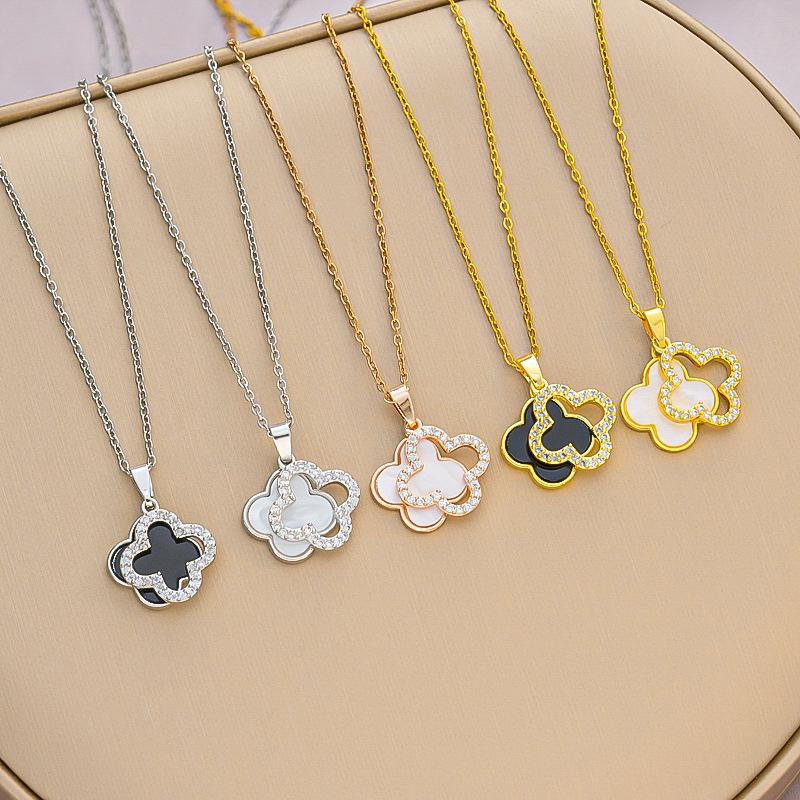 Four Leaf Clover Titanium Steel Necklace Fashionable, Simple and Versatile Collarbone Chain