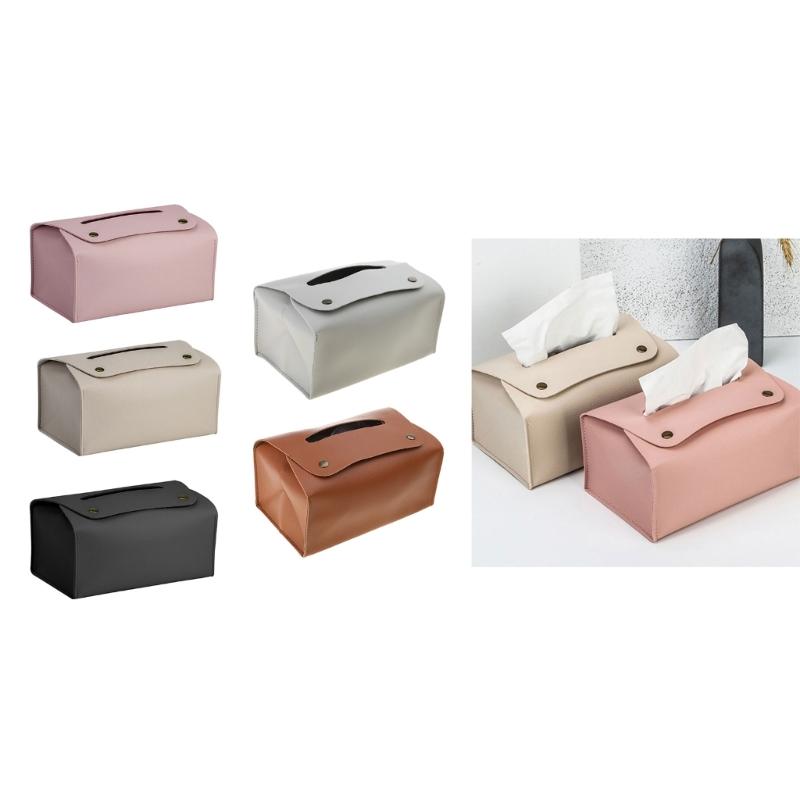 PU Leather Tissue Box Rectangular Paper Towel Container Elegant Tissues Storage Box Refillable Napkin Dispenser Rack